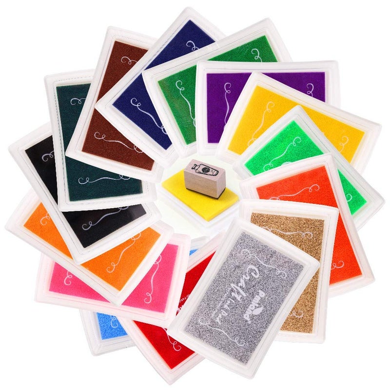 PMLAND Craft Ink Pad for DIY Stamps on Paper Wood Fabric - Pack of 15 Vibrant Colors - Image 2
